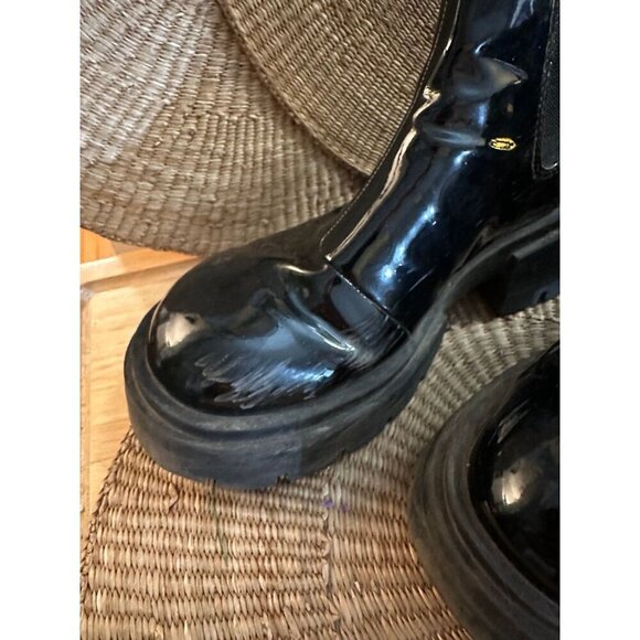 H&M Black Patent Chunky Platform Chelsea Boots - Size 38 - Picture 4 of 10